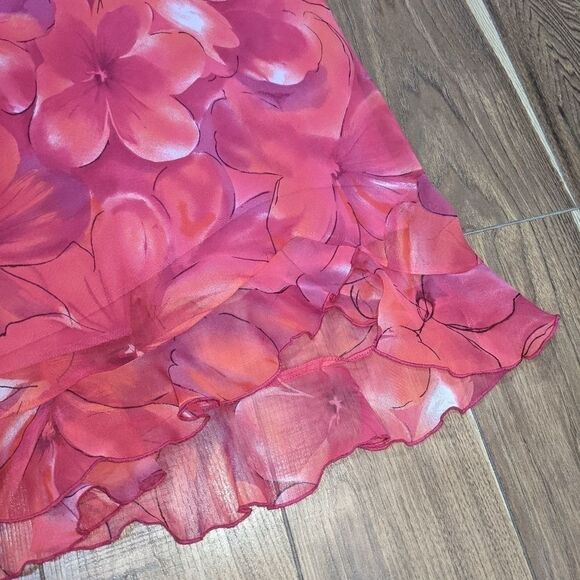 90s Y2K VINTAGE CITY TRIANGLES Women's Sleeveless Pink Floral Midi Dress Size 13 - Picture 4 of 5